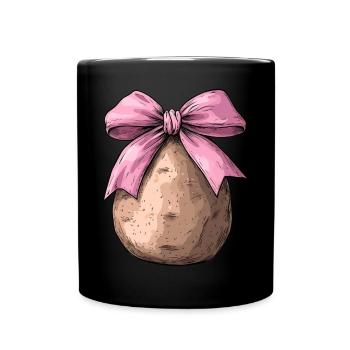 Coquette Bow Potato Potatoes Girl Mom Mothers - Full Colour Mug - black - Front
