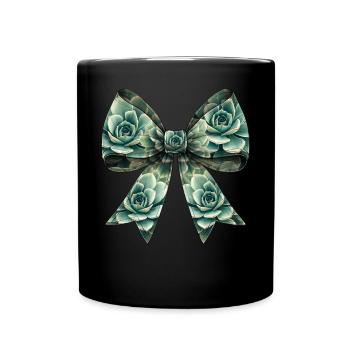 Coquette Bow Succulent Cactus Print Plant Mom - Full Colour Mug - black - Front