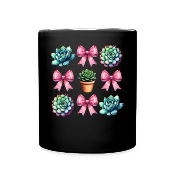 Coquette Bow Sukkulente Kaktus Pflanze Mom - Tasse einfarbig - Schwarz - Vorne