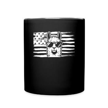 Alpaca Llama US Flag Llama - Tasse einfarbig - Schwarz - Vorne
