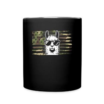 Llama Camouflage US Flag Llama - Tasse einfarbig - Schwarz - Vorne