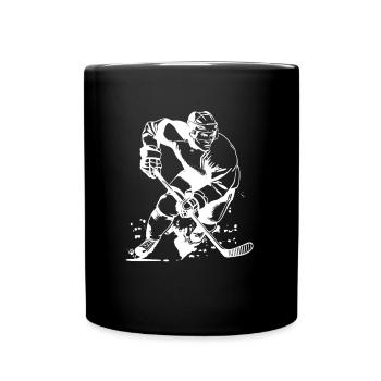 Eishockeyspieler Zeichnung - Tasse einfarbig - Schwarz - Vorne