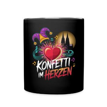 Köln Konfetti Im Herzen Karneval Herz Kölner Köln - Tasse einfarbig - Schwarz - Vorne