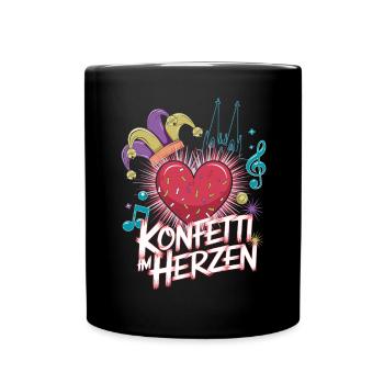 Köln Konfetti Im Herzen Karneval Herz Kölner Köln - Tasse einfarbig - Schwarz - Vorne