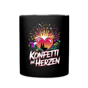 Köln Konfetti Im Herzen Karneval Herz Kölner Köln - Tasse einfarbig - Schwarz - Vorne