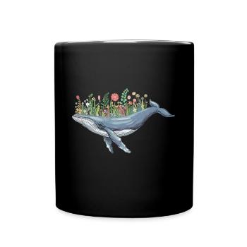 belle baleine avec motif floral pour - Mug uni - noir - Devant