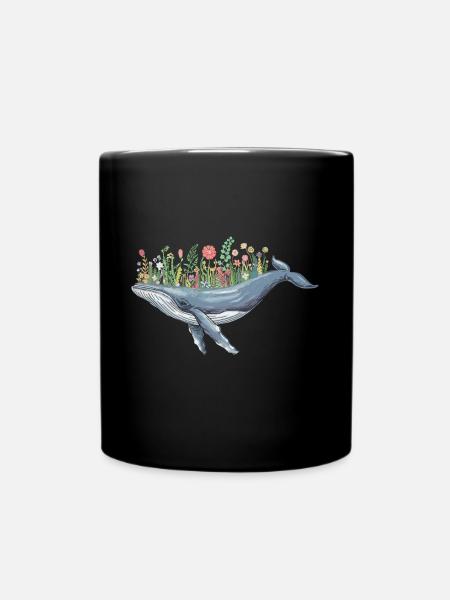 Wunderschöner Wal Mit Blumenmotiv Für - Tasse einfarbig - Schwarz
