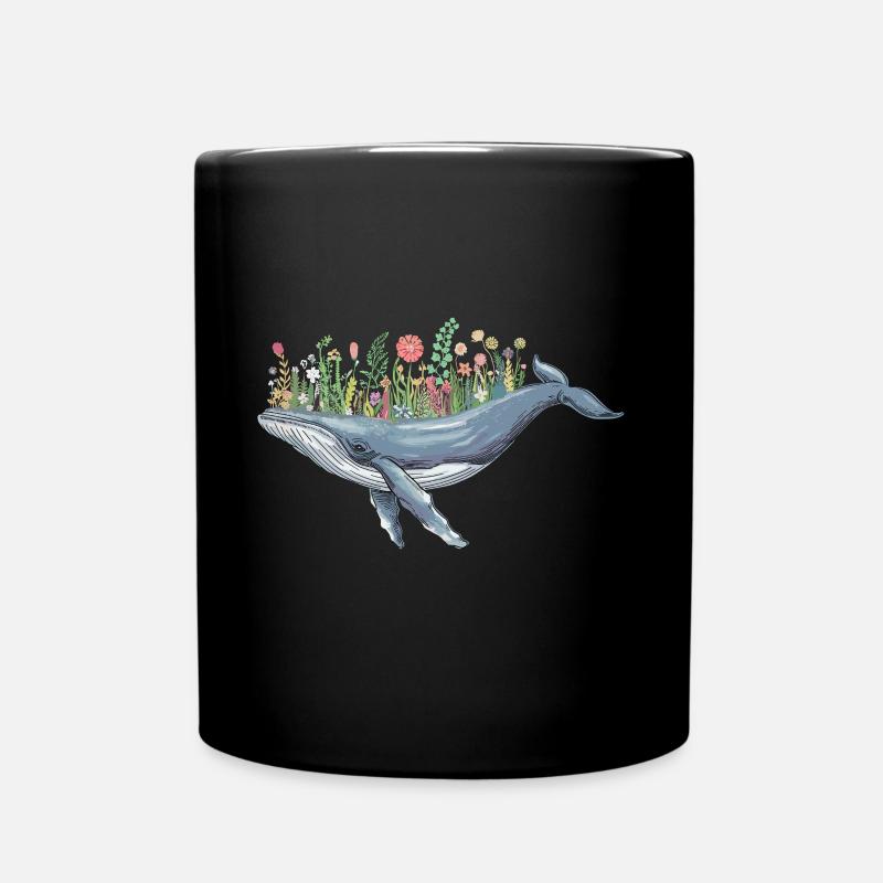 Wunderschöner Wal Mit Blumenmotiv Für - Tasse einfarbig - Schwarz