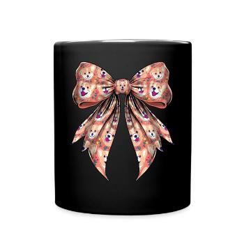 Coquette Bow Cute Welsh Pembroke Corgi - Full Colour Mug - black - Front