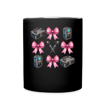 Coquette Bow Karaoke Singer Mic Speaker - Full Colour Mug - black - Front
