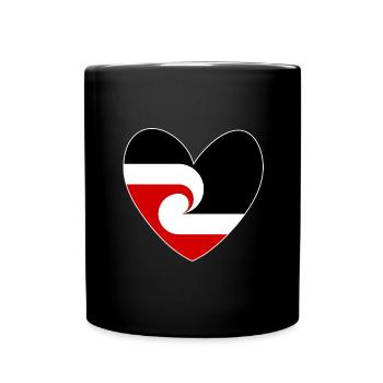 Maori Flagge Herz, Neuseeland - Tasse einfarbig - Schwarz - Vorne