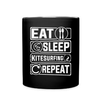 Eat Sleep Kitesurfing Repeat - Kitesurfeur - Mug uni - noir - Devant