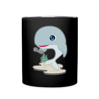Whale Bodybuilder Dumbbell Bodybuilding - Full Colour Mug - black - Front