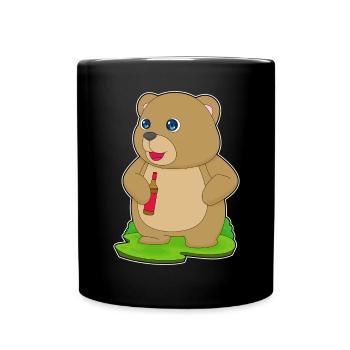 Bear bouteille de bière - Mug uni - noir - Devant