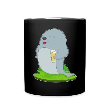 Seehund Bier - Tasse einfarbig - Schwarz - Vorne