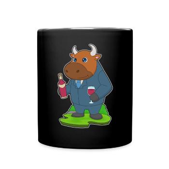Taurus Bottle of Red Wine - Full Colour Mug - black - Front