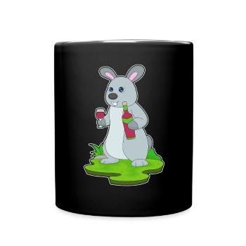Hase Flasche Rotwein - Tasse einfarbig - Schwarz - Vorne