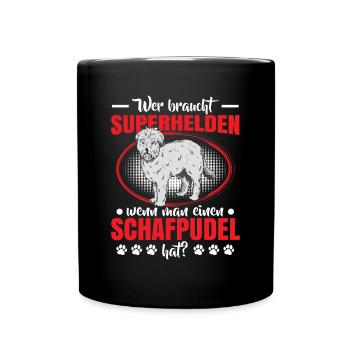 Schafpudel ist mein Held Altdeutscher Hütehund - Tasse einfarbig - Schwarz - Vorne