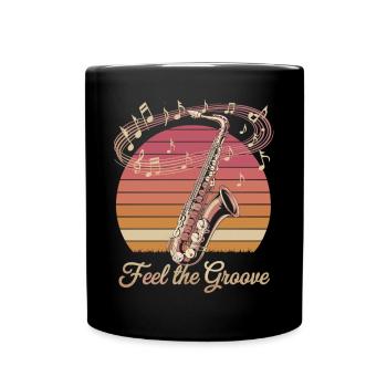 Jazz vibes with retro saxophone - Full Colour Mug - black - Front