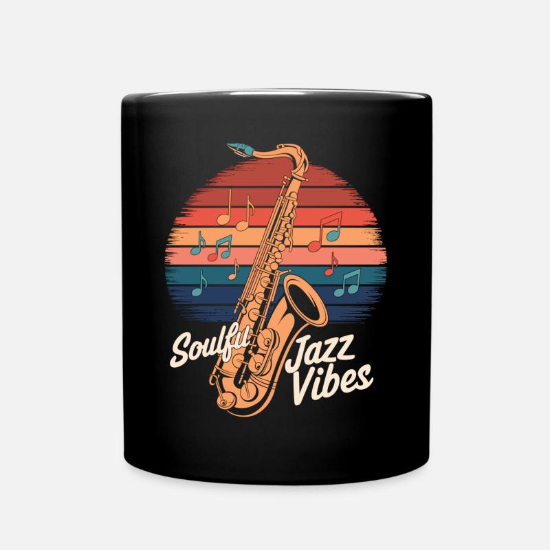 Saxophon Musik liegt in der Luft - Tasse einfarbig - Schwarz