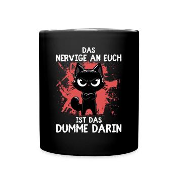 Wütende schwarze Katze – Sag’s ohne Worte - Tasse einfarbig - Schwarz - Vorne