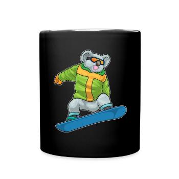 Koala Snowboarder Snowboard - Tasse einfarbig - Schwarz - Vorne
