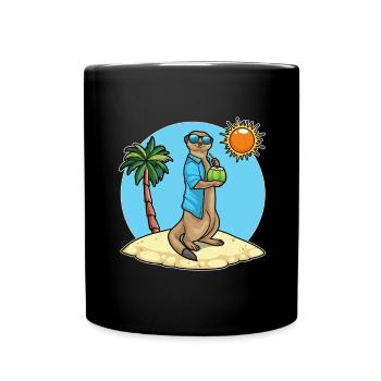 Erdmännchen Strand Kokosnuss Sommer - Mug uni - noir - Devant