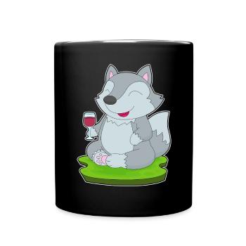 Wolf Red Wine - Full Colour Mug - black - Front