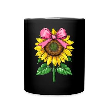 Coquette Bow Sunflower Cute Pink Plant Mom - Tasse einfarbig - Schwarz - Vorne
