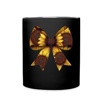 Coquette Schleife Sonnenblume Muster Pflanze Mama - Tasse einfarbig - Schwarz - Vorne