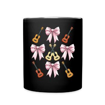 Coquette Bow Ukulélé Guitare Uke Girl Maman - Mug uni - noir - Devant