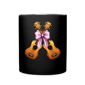 Coquette Bow Ukulélé Guitare Uke Girl Maman - Mug uni - noir - Devant