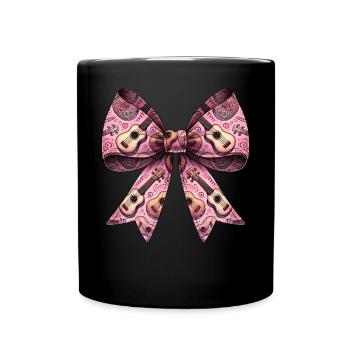 Coquette Bow Ukulélé Uke Motif Fille Maman Rose - Mug uni - noir - Devant