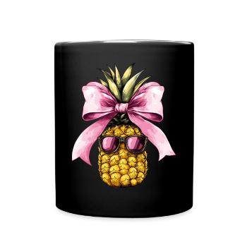 Coquette Bow Pineapple Sunglasses Hawaii Pink - Full Colour Mug - black - Front