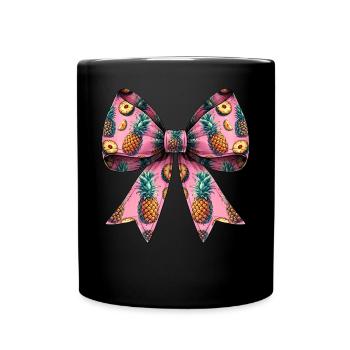 Coquette Schleife Ananas-Muster Hawaii Rosa - Tasse einfarbig - Schwarz - Vorne