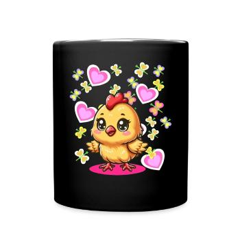 Printemps Pâques Poussin Enfants Enfant Coeur de Poulet - Mug uni - noir - Devant