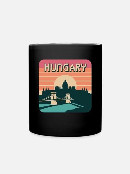Ungarn Silhouette mit Kettenbrücke und Parlament - Tasse einfarbig - Schwarz