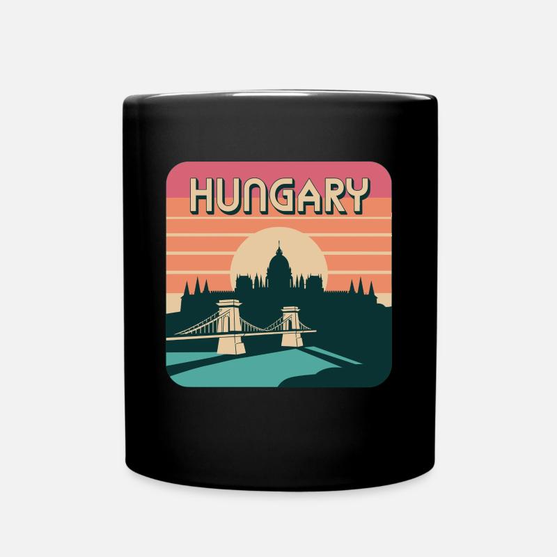 Ungarn Silhouette mit Kettenbrücke und Parlament - Tasse einfarbig - Schwarz
