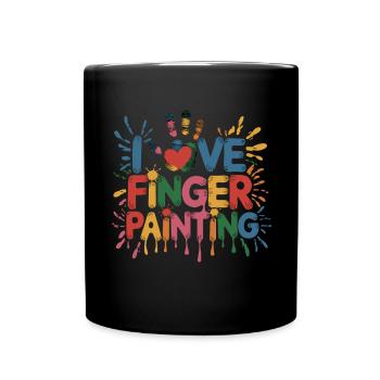 Ich Liebe Finger Painting Kreativ Bunter Spaß - Tasse einfarbig - Schwarz - Vorne