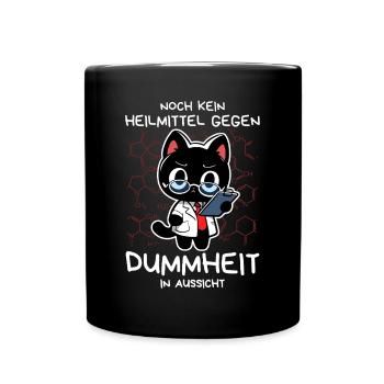 Zynische Forscherkatze – Wissenschaft ohne Gnade - Tasse einfarbig - Schwarz - Vorne