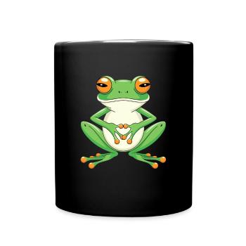 Meditating frog with big eyes - Full Colour Mug - black - Front