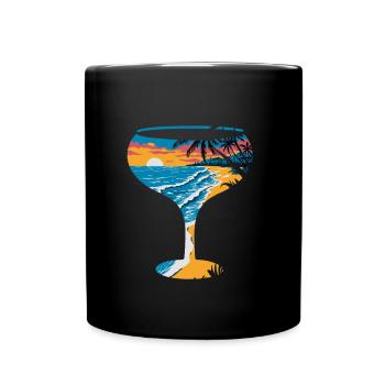 Tropical sunset on the beach with - Full Colour Mug - black - Front