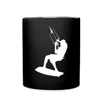 Kitesurfing Silhouette Kiteboarding Kitesurfer - Tasse einfarbig - Schwarz - Vorne