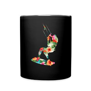 Kitesurfing Silhouette Kitesurfer Kiteboarding - Full Colour Mug - black - Front