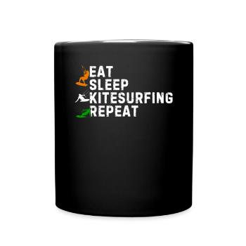 Eat Sleep Kitesurfing Repeat - Kitesurfer - Full Colour Mug - black - Front