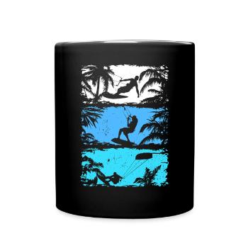 Kitesurfing Silhouette Kitesurfer Kiteboarding - Tasse einfarbig - Schwarz - Vorne