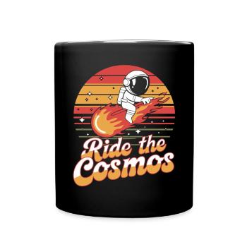 Astronaut rides through the cosmos - Full Colour Mug - black - Front