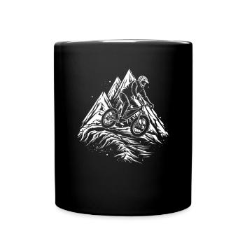 Mountain Biking Drawing - Full Colour Mug - black - Front