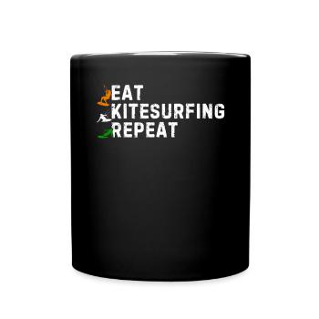 Eat Kitesurfing Repeat - Kiteboarding Kitesurfer - Mug uni - noir - Devant