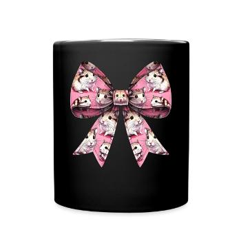 Coquette Bow Hamster Pattern Cute Hammy Mom - Full Colour Mug - black - Front